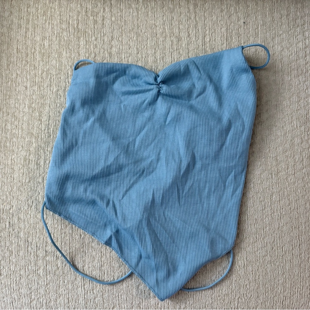 Blue Ribbed Tank Top
